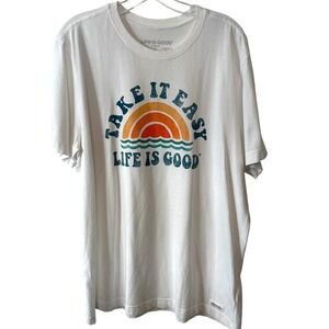 Life is Good‎ Men's White Take It Easy Sunset Crusher Tee in Size L
